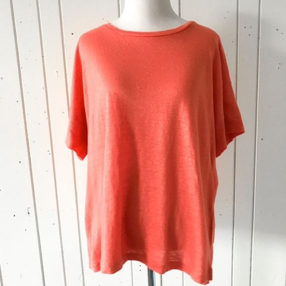 J.Jill Easy Crew-neck Linen Knit Tee Orange Size Medium - Picture 1 of 5